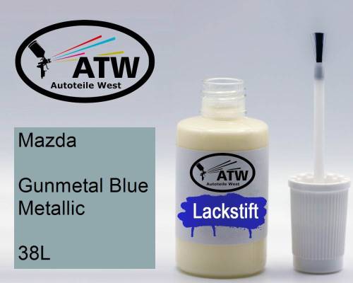 Mazda, Gunmetal Blue Metallic, 38L: 20ml Lackstift, von ATW Autoteile West.